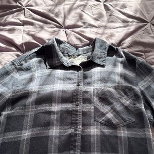 Garage Blue and White Plaid Shirt